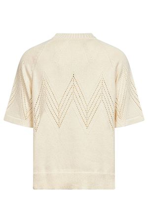 Cream white Cotton Pointelle T-Shirt JIL SANDER | J22GC0231J15462103